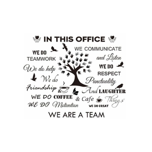 Inspirational office wall sticker featuring tree, birds, and motivational quotes