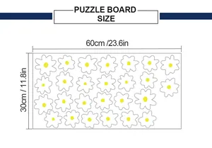 Detailed size chart showing 60x30cm dimensions for daisy pattern puzzle board