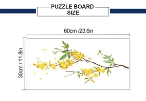 Detailed size chart showing 60x30cm dimensions for flower wall sticker puzzle board