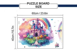 Size guide for cartoon castle wall sticker showing dimensions 60cm by 40cm clearly
