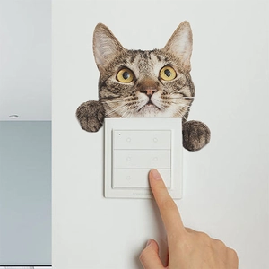Cute Cat Bird Tree Branch Wall Sticker Creative Animal Switch Decal For Bedroom Kids Room Removable PVC Wall Art Decor