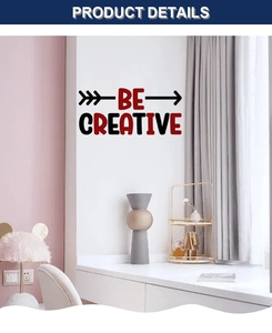 Détail du sticker mural BE CREATIVE avec flèches modernes rouges et noires sur mur