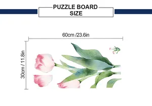 Detailed size chart showing the 60x30cm dimensions for tulip flower wall decals