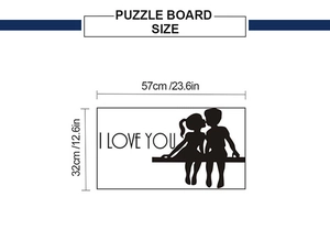 Detailed dimensions of the I LOVE YOU couple silhouette wall sticker 57cm x 32cm size