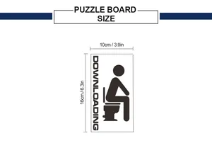 Toilet seat sticker size guide showing 10cm by 16cm dimensions and funny downloading icon
