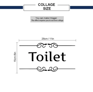 Autocollant mural PVC pour toilettes noir avec motifs décoratifs, taille 28cm x 15cm