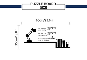 Détail du sticker mural français avec silhouette de lampe et dimensions 60x35cm