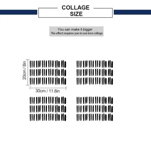 Spécifications de taille pour stickers muraux PVC avec 4 modules d'art au trait noir