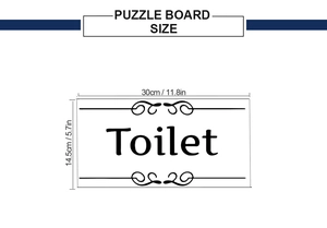 Schéma des dimensions du sticker mural WC en PVC, largeur 30 cm et hauteur 14,5 cm
