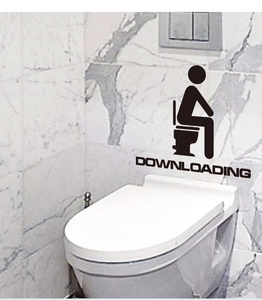 Detail of funny downloading progress bar wall sticker for toilet and bathroom decor