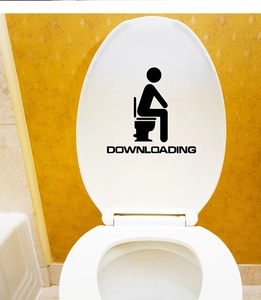 Funny toilet seat decal featuring a black downloading icon for bathroom decoration