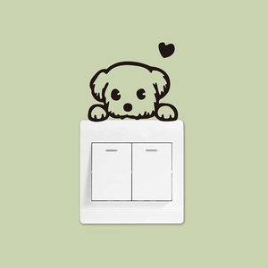 Creative Cartoon Peeking Dog Switch Sticker PVC Removable Heart Puppy Wall Decal For Light Switch Socket Home Decor