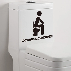 Funny downloading progress bar toilet seat lid sticker with creative human icon