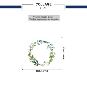 Detailed dimensions of green leaf wreath toilet sticker measuring 25cm by 20cm