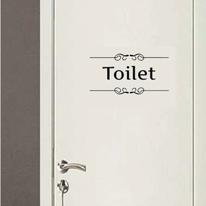Sticker de Porte Toilette PVC Décalcomanie Murale Amovible pour Décoration de Salle de Bain Signe Lettrage Noir Home Decor