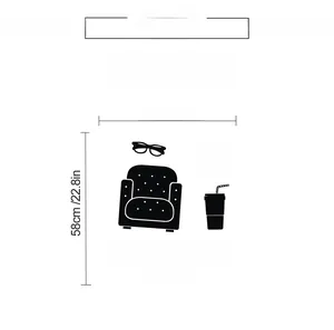 Detailed dimensions of gamepad and sofa wall decals measuring 58x28cm for room decor