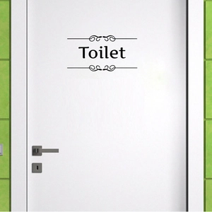 Sticker adhésif noir Toilette avec motifs décoratifs pour portes de salles de bain