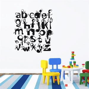 Creative black monster alphabet wall stickers for nursery and kids bedroom decoration
