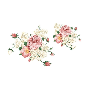Peony floral wall decals for living room and bedroom background decoration in soft pink hues