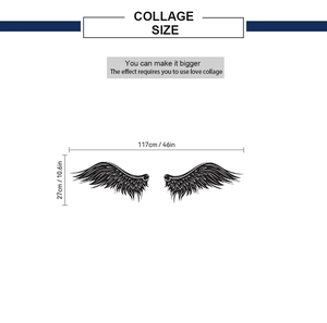 Detailed dimensions of black sketch wing wall stickers for bedroom background wall decor