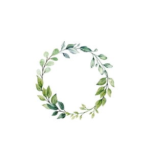 Watercolor green leaf wreath toilet lid sticker for bathroom wall art decoration