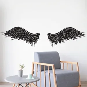 Sketch Black Wing Wall Stickers Modern Symmetrical Feather Pattern PVC Decorative Decals For Bedroom Living Room Background Art
