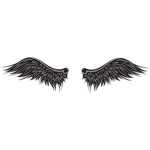 Sketch style black wings wall stickers for bedroom with detailed feather texture design