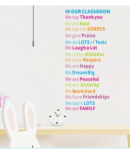 Vibrant rainbow classroom wall decal set featuring positive English inspirational quotes