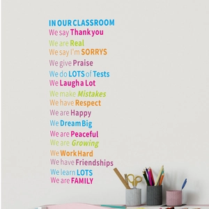 Classroom Rules Wall Decal Colorful Inspirational Quotes PVC Wall Sticker Motivational Slogans For School Kids Study Room