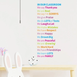 Colorful motivational classroom wall decals with positive rules for school decor