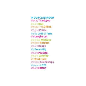 Colorful English classroom rules wall stickers with motivational educational slogans