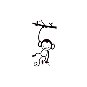 Sticker mural singe sur branche d'arbre pour décoration de chambre et maison