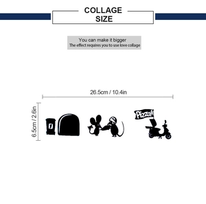 Dimensions du sticker mural trou de souris noir mesurant 26,5 cm de large et 6,5 cm