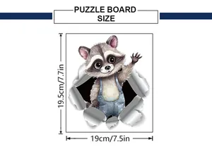 Guide des tailles de l'autocollant mural raton laveur 3D, hauteur 19,5cm et largeur 19cm