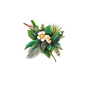 Adesivo murale nordico con foglie tropicali e fiori per la decorazione della casa