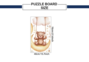 Detailed view of kids wall sticker showing size 70x40cm with bear on moon design
