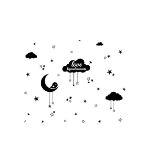 Star Moon Clouds wall decal with Love Beyond Measure text for bedroom nursery decor