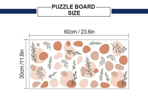 Schema delle dimensioni del tappeto puzzle bohémien con foglie, misura 60 cm per 30 cm