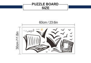 Detailed view of FX-B198 black hand-drawn book and flying birds PVC wall sticker