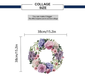 Detail of 38cm hand-painted peony flower wreath wall sticker for home decor