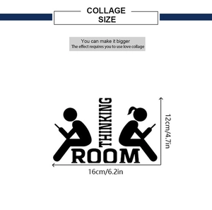 Détail du sticker mural Thinking Room montrant les dimensions 16 cm de large par 12 cm de haut