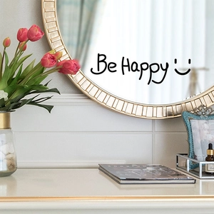 Be Happy Motivational Quote Wall Sticker Minimalist Mirror Decal PVC Home Art Lettering For Bedroom Living Room Decor