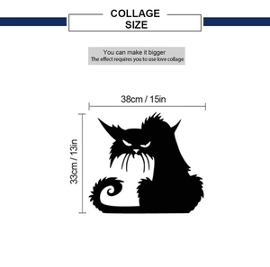 Scary black cat wall sticker measuring 38x33cm for Halloween home decor and styling