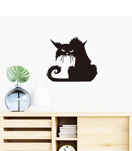 Macro view of black cat silhouette wall sticker for Halloween home decor and wall art