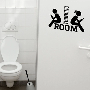 Sticker de Porte de Toilette Thinking Room Silhouette Créative Décalcomanie Murale de Salle de Bain Humour Déco Maison