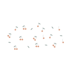 Cute cherry pattern wall stickers in pastel pink and green for minimalist nursery decor