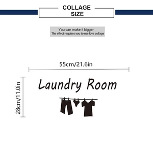 Detailliertes Größendiagramm für Laundry Room Wandtattoo mit Maßen 55cm mal 28cm Breite