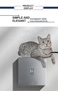 Detailed realistic grey tabby cat 3D wall sticker for home switch decoration
