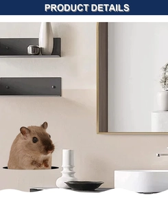 Detailed realistic 3D hamster wall sticker peeping out from a hole for home decor