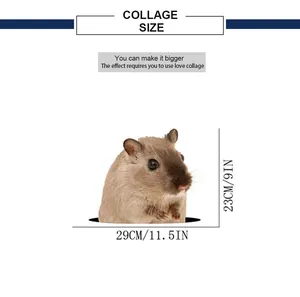 Size guide for creative 3D mouse wall sticker showing 23cm height and 29cm width dimensions